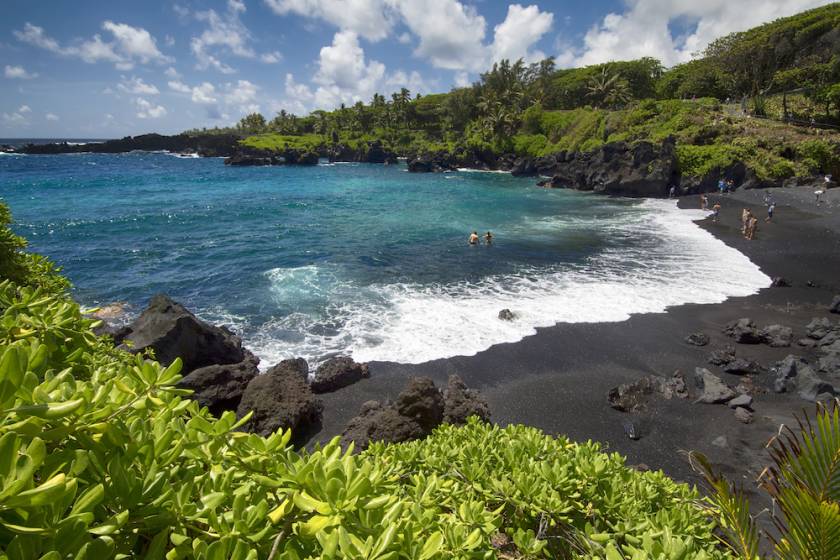 black sand beach Maui